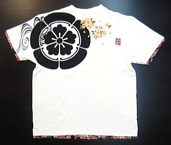和柄半袖Tシャツ 家紋桜